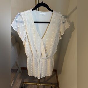 Baevely Cream Romper with Dots, Size Medium